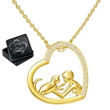 Kette Damen Katze Herz 925