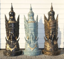 Statue-Feng Shui-Buddha-Figuren-Skulptur-Himalaya-Ganesha- 3 Stück - Wandmasken