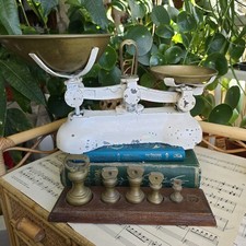 Vintage Librasco Gusseisen Messing Waage Waage mit Gewichten Küche Landhaus