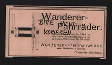 CHEMNITZ-SCHÖNAU, Werbung 1899, Wanderer-Fahrrad-Werke vorm. Winklhofer & Jaenic