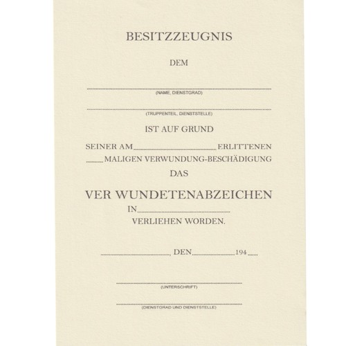German ww2 besitzzeugnis - german,