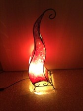?Lederlampe Henna Leder rot orange?66cm hoch?Orient Marokko Shabby Lounge?