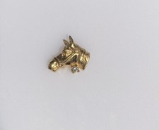 Ansteckpin Pin Pferdekopf Pferd Gold mit Diamant