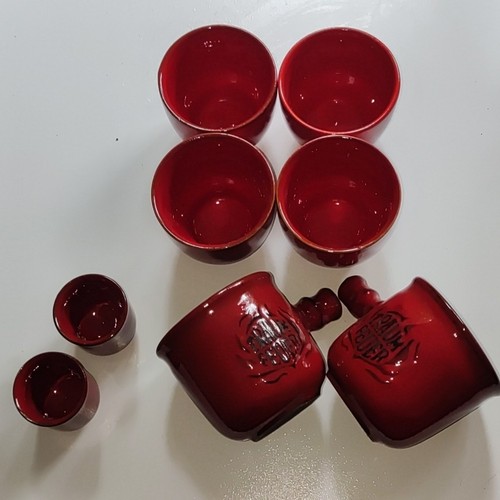 Keramik becher set rot - keramik,