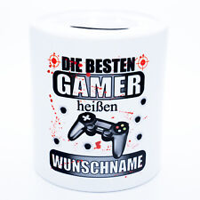 Gamer Spardose mit Name Geschenk Teenager Jungen Kinder Erwachsene Mann Zubehör