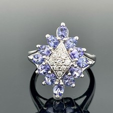 RING GR. 17 (CA.54) AUS 925/- SILBER MIT TANSANIT & ZIRKONIA  SCHMUCKJAGD