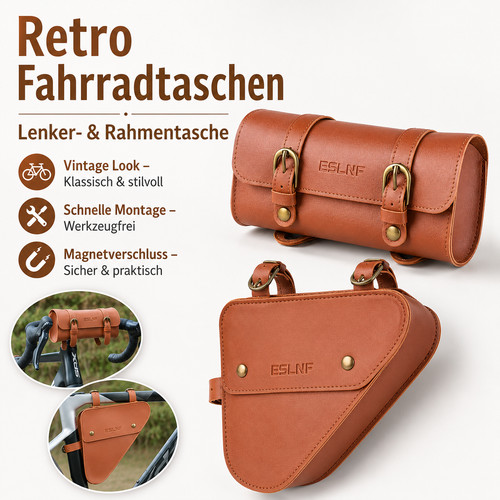 Retro fahrradtaschen set braun - retro,