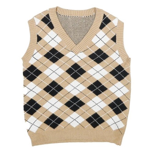 Damen beige schwarz argyle - schwarz,