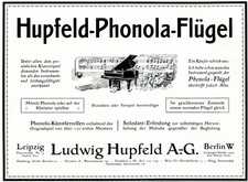 Selbstpielendes Klavier Hupfeld Phonola Reklame 1911 Flügel Solodant Musikrolle