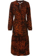 Midikleid Gr. 40 Bronze Schwarz Leo Bedruckt Langarm Freizeit-Kleid Neu