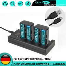 2×Akku + USB Ladegerät Für Sony CyberShot NP-FM30 NP-FM50 NP-FM51 NP-QM50 FM55H 