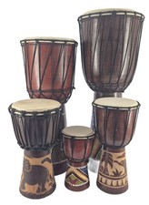5 x Djembe Trommel Bongo Set B Ware 2 Wahl Kinder 60cm 50cm 40cm 30cm Holz SET03