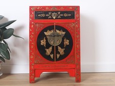 chinesische Kommode Sideboard 1 Schublade 2 Türen bemalt rot #M-KOM-A42R