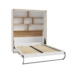 Schrankbett - weiß-Catania Eiche - ausklappbar - 160x200 cm Bett Polsterbett