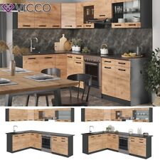 Eckküche Küchenblock Einbauküche Rick Anthrazit Eiche 270 cm modern Küchen Vicco