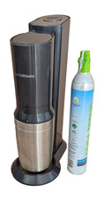 SodaStream Crystal Trinkwassersprudler/ ohne Glaskaraffe, 2 Co2 Zylinder Schwarz