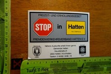 Alter Aufkleber Stadt HATTEN KIRCHHATTEN Kreis Oldenburg Ortsschild STOP-Schild