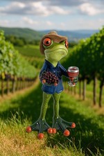 formano Frosch Winzer mit Weinglas und Trauben Froschhausen Figur