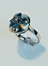 Ring Weißgold 585 Brillant und Safir-Navette