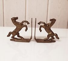 2 Alte prächtige Pferde BUCHSTÜTZEN Massiv Messing Figuren Skulpturen