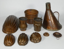 Konvolut Kupfer Form Backform Guglhupf Becher Cachepot Kessel Tee Kocher ~ 1900