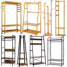Garderobenständer Holz Kleiderständer Metall Garderobe mit Schuhregal auf Rollen