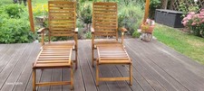 2 x Liegestuhl Deckchair Holz  Tchibo mit Auflagen waschbar Maße siehe Foto Top