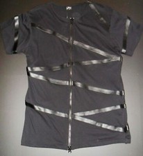 Lederstreifen Shirt schwarz
