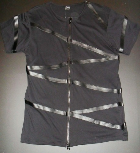 Lederstreifen shirt schwarz - shirt,