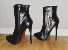 Jade High Heels Stiefeletten Schwarz Matt echte 14cm Stiletto Gr. 39 40 42 43 44