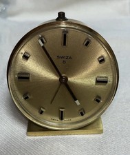 SWIZA mechanische Tischuhr / Wecker/ Reisewecker 8 Tage-Werk Messing gebürstet 