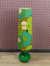 70er Jahre Stehlampe FLOWER POWER Design Schirm GRÜN beleuchteter Fuß Glas retro