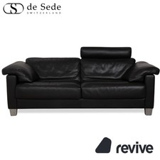 de Sede DS-17 Leder Zweisitzer Schwarz Sofa Couch Kopfstütze