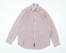 Savoy Taylors Guild rot gestreiftes Herrenhemd mit Knopfleiste