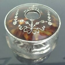 Watte  Spender Dose  925 Silbermontur Schildpatt Luxus England