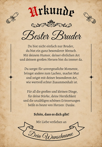 Urkunde bester bruder - urkunde,