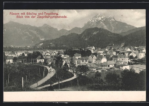 Füssen ortsansicht mit - ak, füssen,