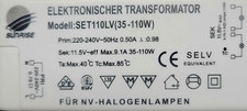 Ersatztrafo für SUNRISE Typ SET110LV Trafo NV-Halogenlampen 35-110 Watt B3.1