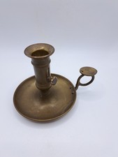 Vintage Messing Kerzenhalter mit Teller und Griff - Höhe 10 cm - Ø 10,5 cm