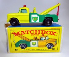 Matchbox RW 13D Dodge Wreck Truck gelb/grün "BP" Aufkleber top in "E3" Box