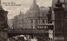 Gruss aus BERLIN-BahnhofFriedrichstrasse-gelaufen-24.7.1908-Droschke,Kutsche