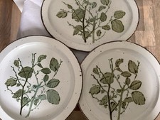 Drei Kuchenplatten / Servierplatte Midwinter Stonehenge "Green Leaves"