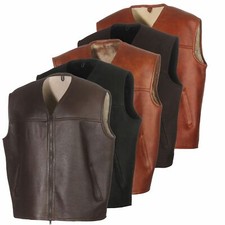 Lammfellweste - FIRMINIUS ohne Kragen Herren Lederweste Weste Fellweste