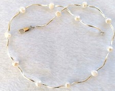 Barock Zuchtperle Collier Kette + Röhrchen echte Süßwasserperle Silber Karabiner