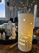 Tischlampe Stadt Keramik weiß