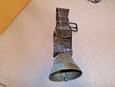 Antike Kuhglocke Hofglocke  IHS 20 mit Lederband Bronze Guss