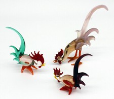 Glasfiguren drei Hähne