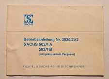Original Sachs 502/1A+B Betriebsanleitung Nr.3029.21/2 für Moped aus 1971