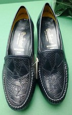 #5276# Schuhe Mokassins Gr.6G/39G baltikblau Leder  von Dorndorf Golfchevreaux