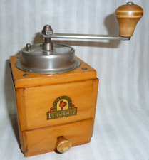 H Kaffeemühle Lehnartz Holz mit Metalltrichter mechanisch Kurbel